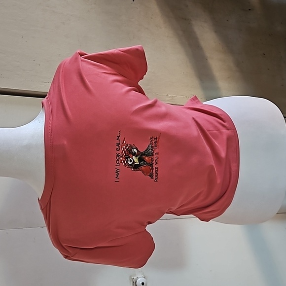 Upcycled Pink Coral Crop Top Graphic Tee Size Large - Picture 15 of 17